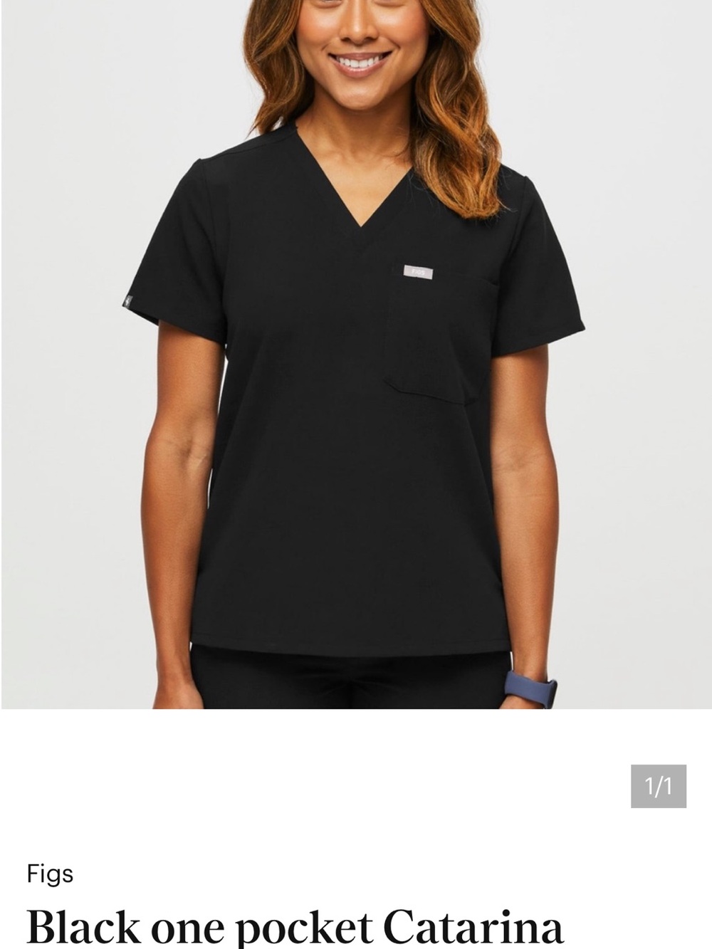 Figs Black Catarina V-Neck Pocket Scrub Top